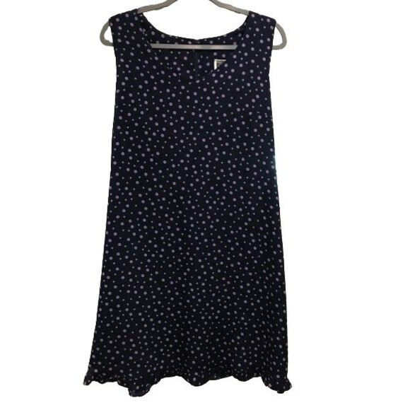 Maternity Dress XL Tomorrow's Mother Navy Blue & Purple Polka Dot Maxi Summer - Picture 1 of 2